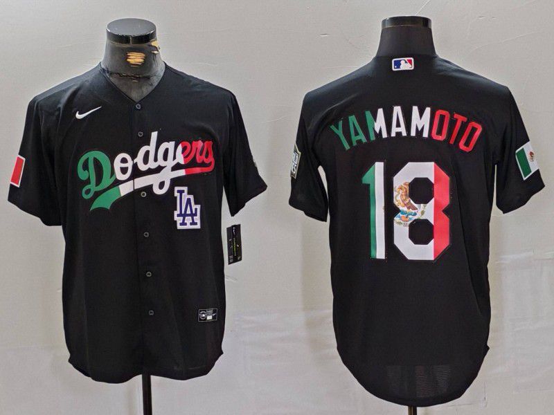 Men Los Angeles Dodgers #18 Yamamoto Black Fashion Nike Game MLB Jersey style 7014->los angeles dodgers->MLB Jersey
